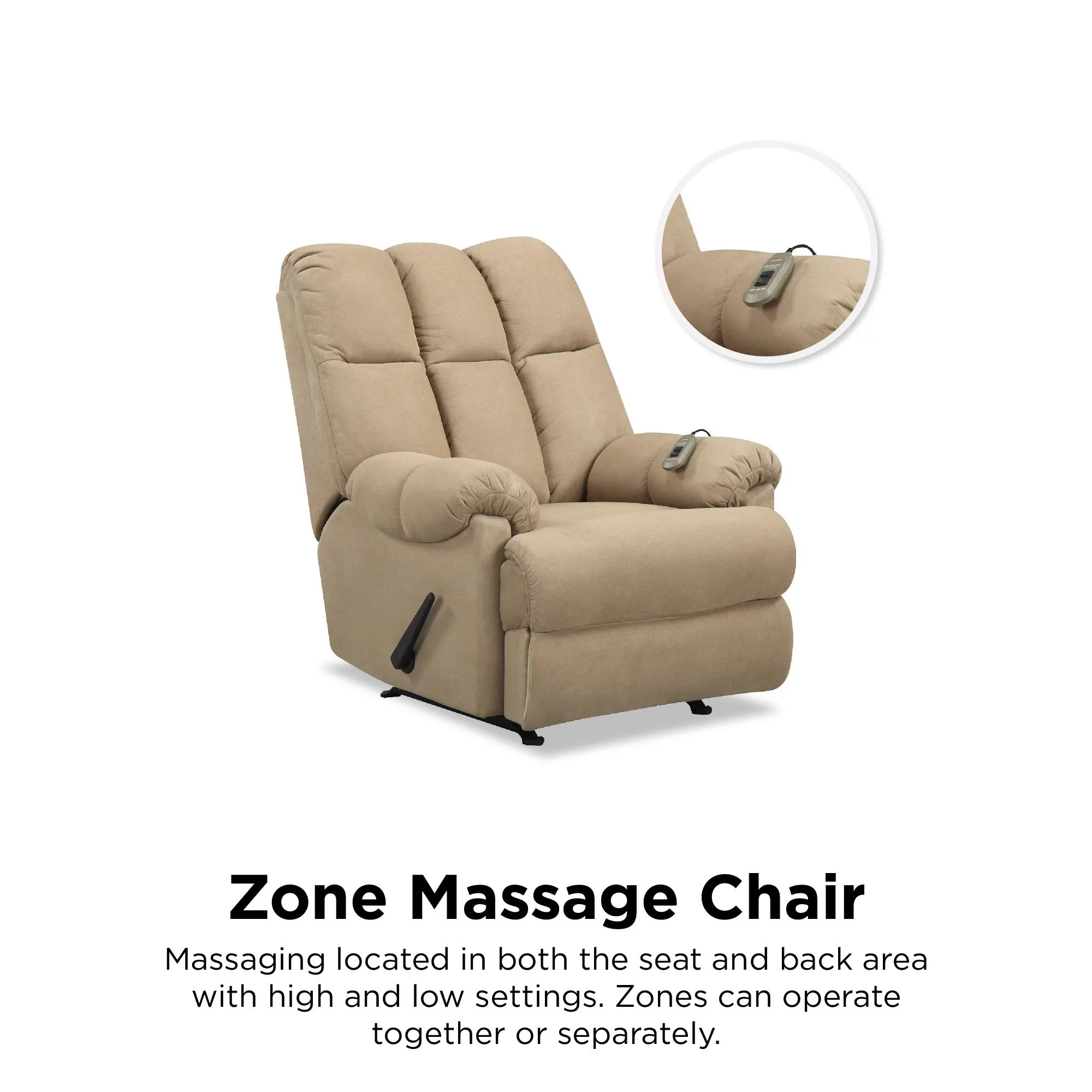 Elm & Oak Padded Massage Rocker Recliner, Tan
