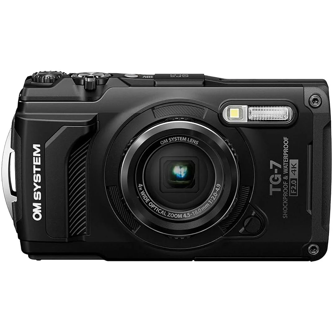 Olympus OM SYSTEM Tough TG-7 Digital Camera (Black) + SanDisk 64GB Memory Card + Case ZeeTech Accessory Bundle (Advanced Kit)
