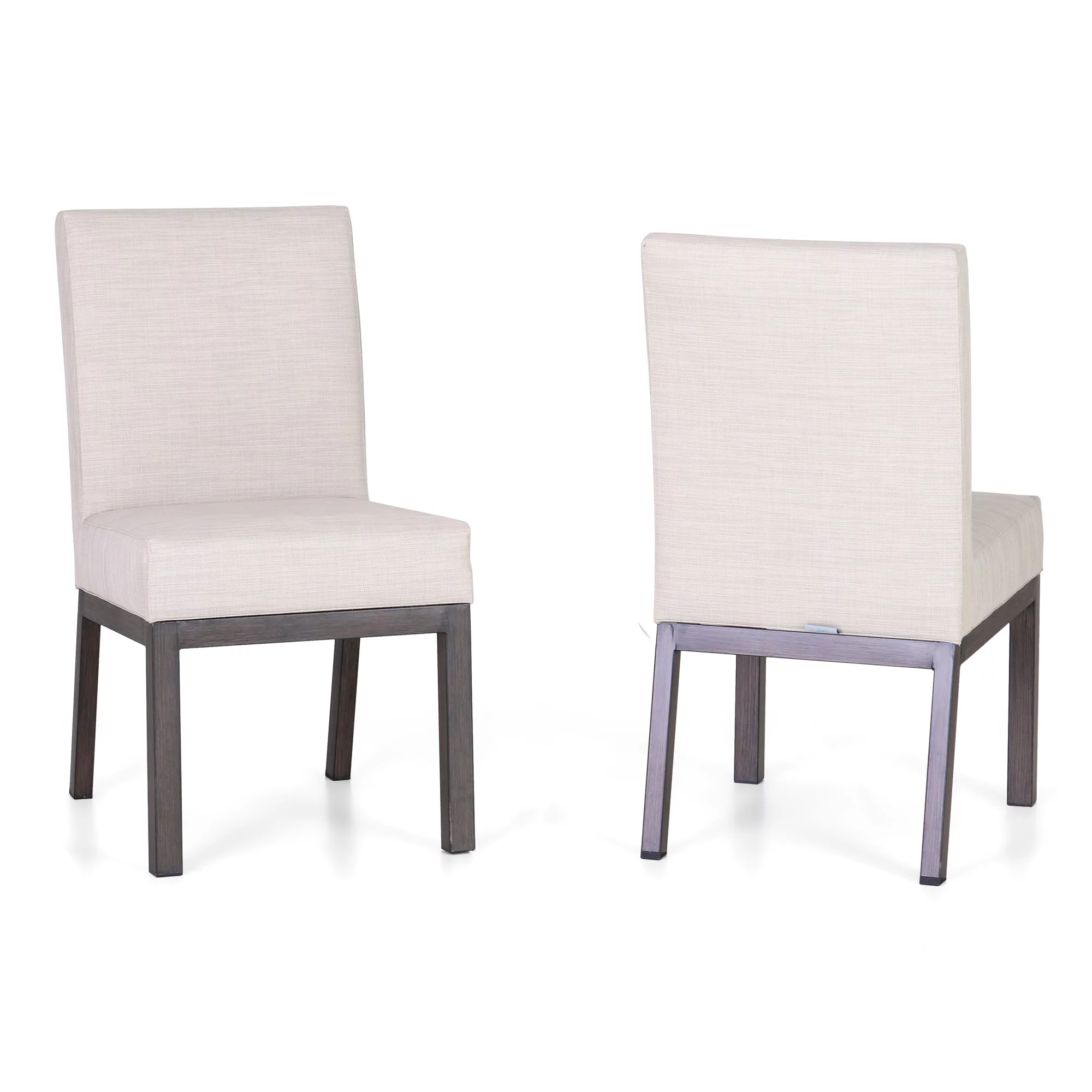 MF Studio 7-Piece Patio Dining Set with 6 PCS Cushion Padded Parsons Chairs&1 PC Large Dining Table, Beige