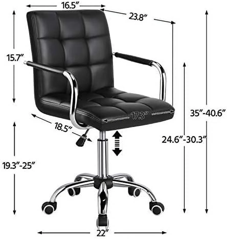 NTTBOBOEC Adjustable Swivel Chair Faux Leather Computer Office Desk Chair Gas Lift Chrome Base On Wheels White