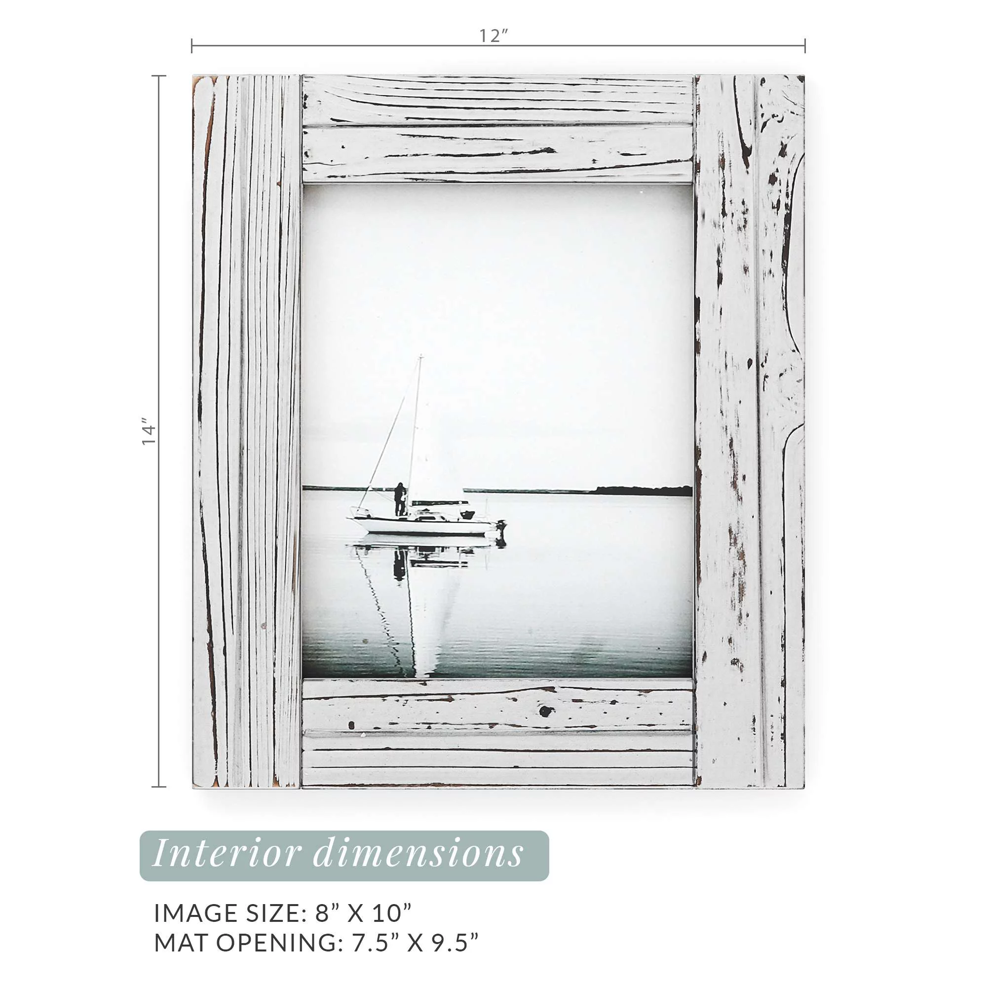 Barnyard Designs 8x10 Rustic Picture Frame Distressed Wood Picture Frame, Farmhouse Picture Frame, Rustic Frames, Tabletop Wall Hanging Farmhouse Frame, Rustic White, Set of 2