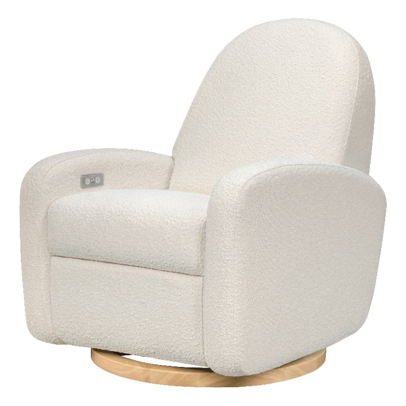 Pemberly Row Fabric Glider Recliner with Electronic Control and USB in Ivory