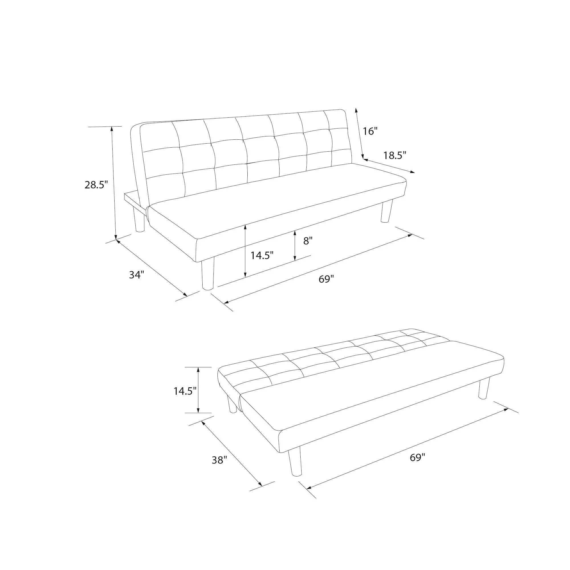 Queer Eye Tamlin Futon, Couch and Sleeper, Gray Linen