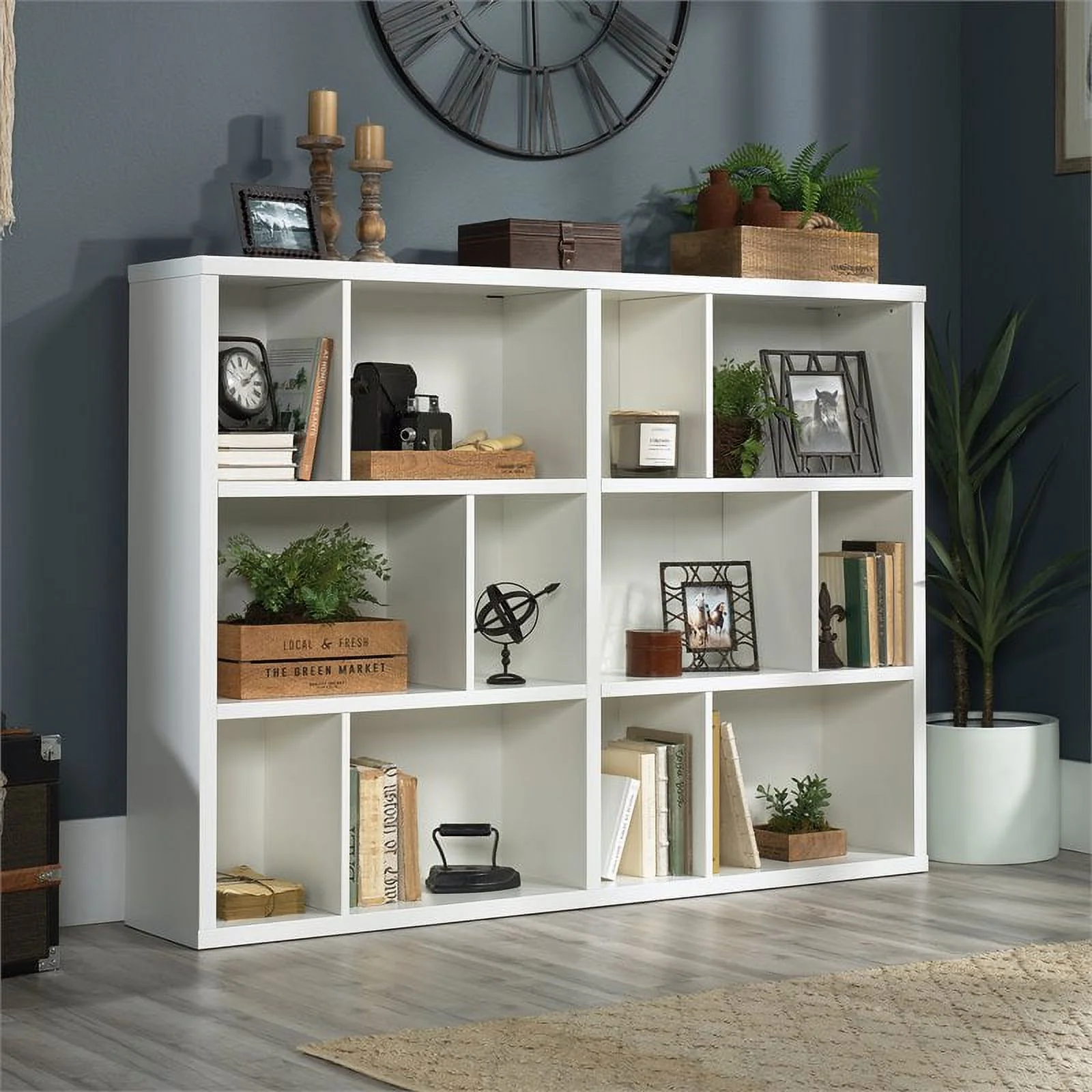 Pemberly Row Engineered Wood Horizontal Bookcase in Soft White