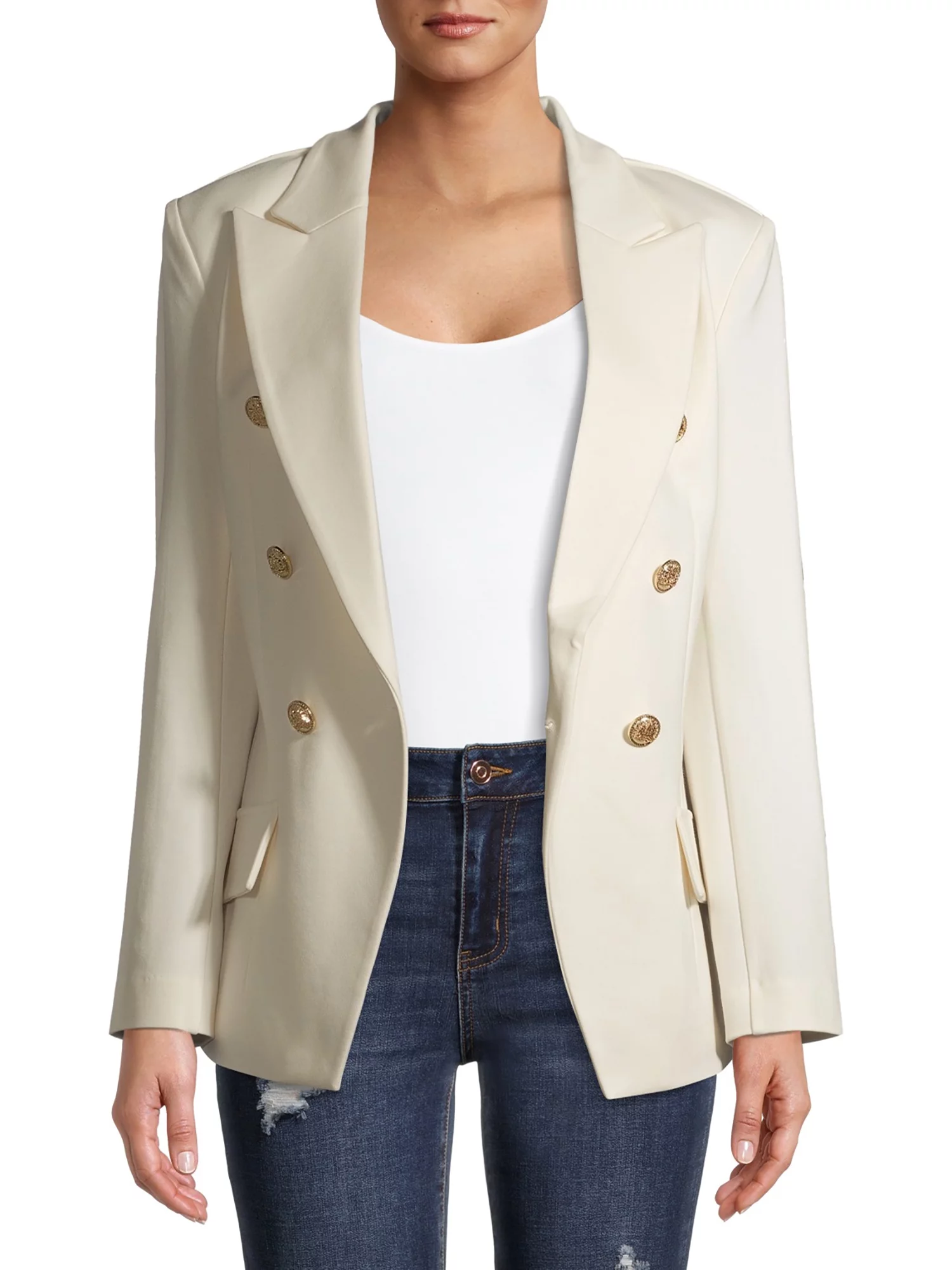 Attitude Unknown Women's Metallic Button Blazer