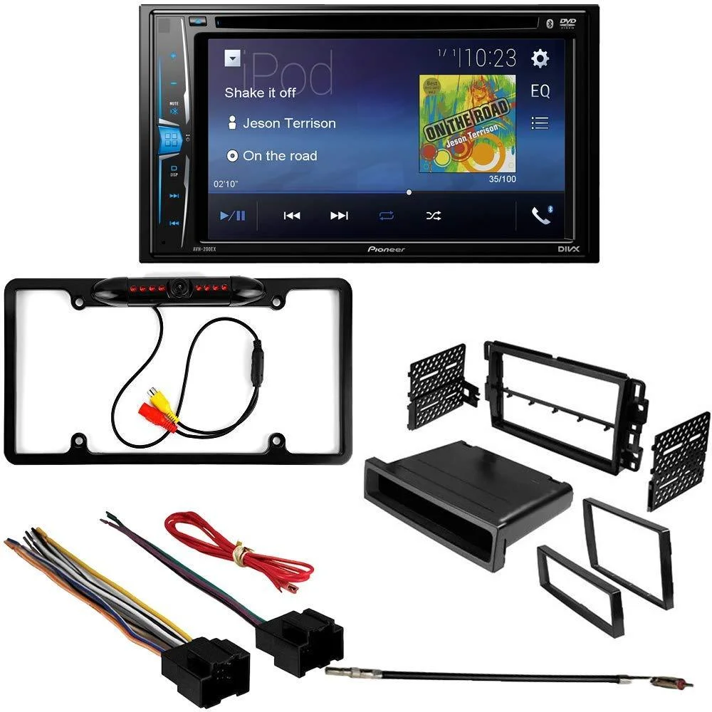 KIT2185 Bundle with Pioneer AVH-241EX Multimedia DVD Car Stereo Install Kit with Receiver - For 2007-2014 Chevrolet Suburban / Bluetooth Touchscreen, Backup Camera, Double Din Mounting Kit