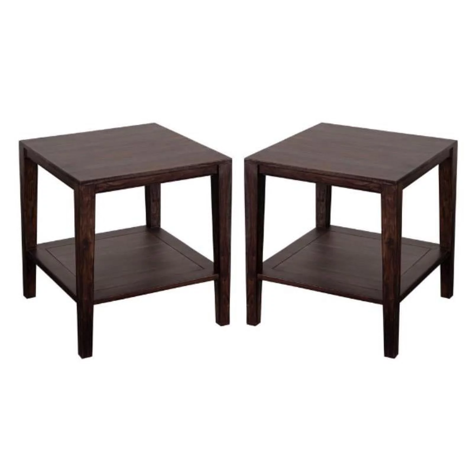 Home Square Fall River Solid Sheesham Wood End Table in Gray - Set of 2