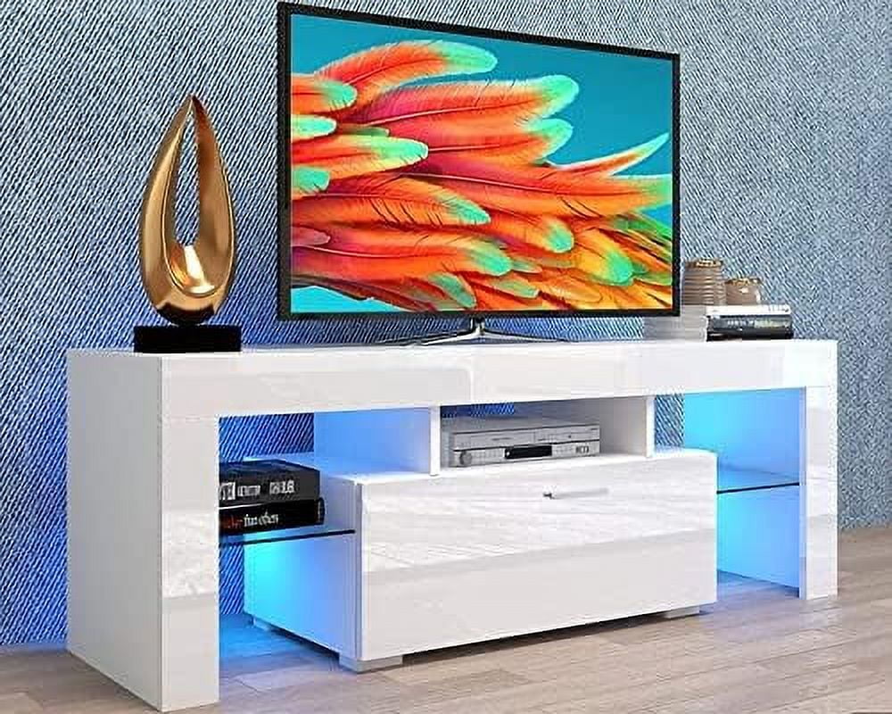 TJCGDTY TV Stand for 55 inch TV with  - Universal TV Stand with LED Lights  Entertainment Center for 55 inch TV  LED Television Stands Media Cabinet TV Console for Living Room Bedroom Vid