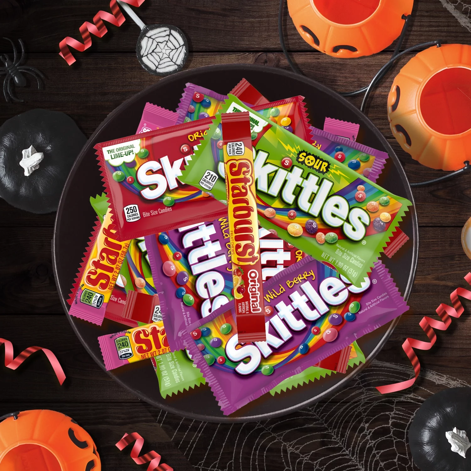 Mars Mixed Skittles & Starburst Chewy Variety Pack Halloween Candy, 18 Count Box