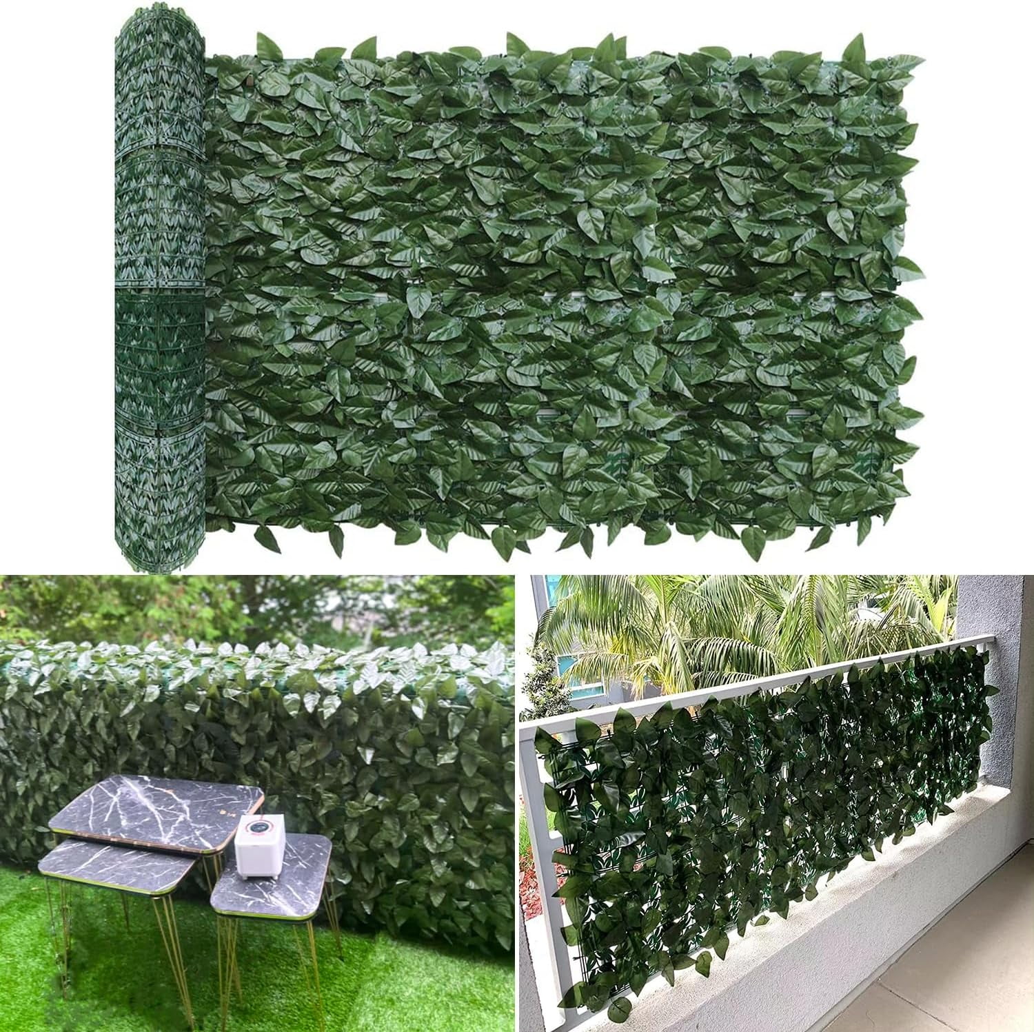Sunrise 4'X8' Faux Laurel Leaf Privacy Fence Screen Artificial Leaves Hedge Fence Covering Wall Decoration Panels For Garden Backyard Porch Indoor Outdoor (5 PCS)