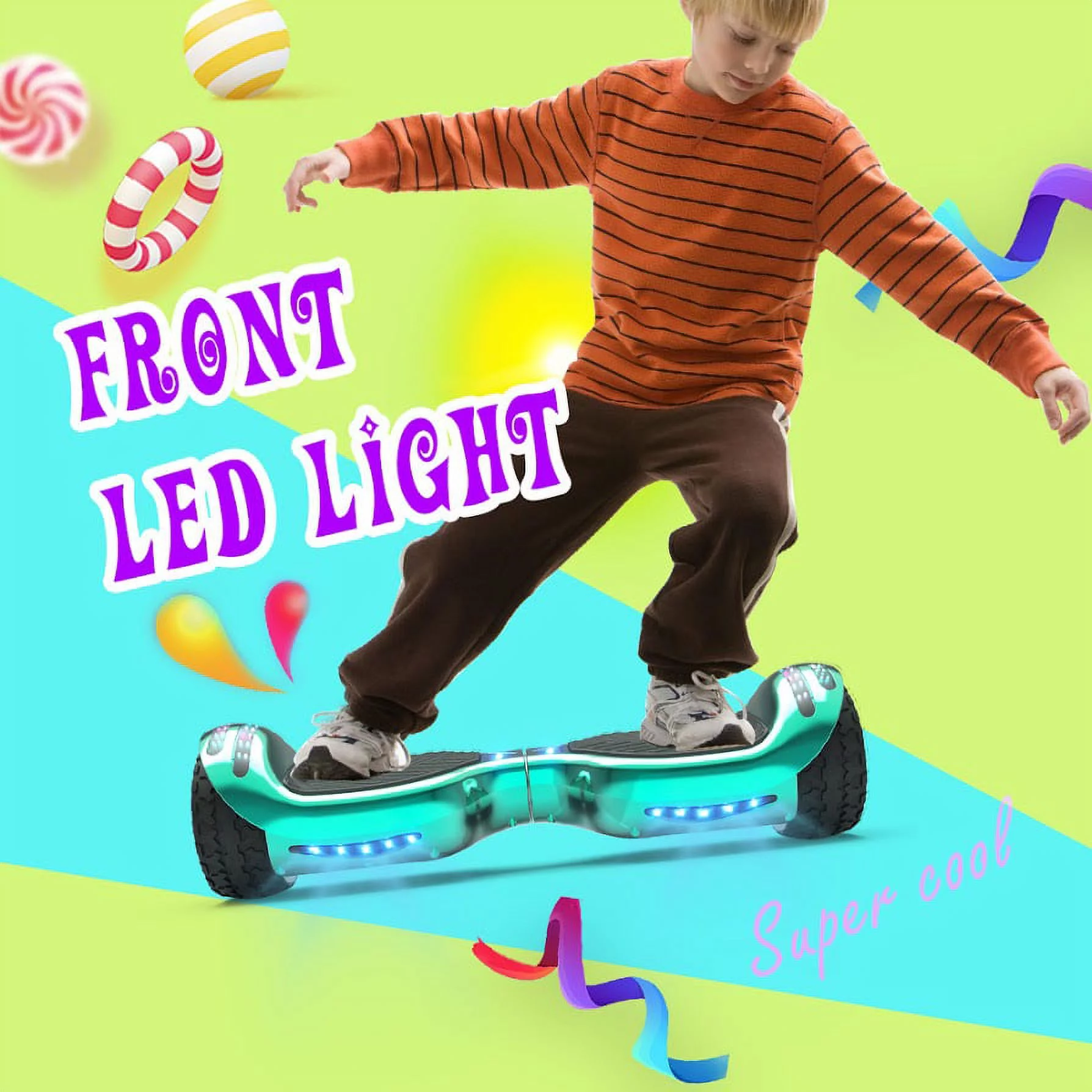 6.5'' Hoverboard with Front/Back LED with Bluetooth Speaker, Self-Balance Flash Wheel, UL Chrome Purple