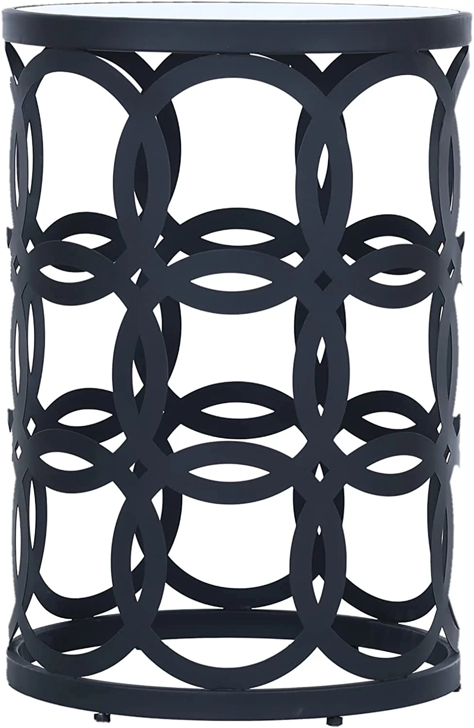 RRI Goods Contemproray End Table, Glass Top Metal Base Side Accent Table