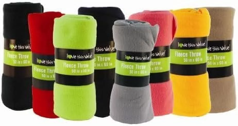 50X60 Soft Bulk Fleece Throw Blankets, Throw Blanket For Couch, Travel, Bed, Room, Fleece Travel Blanket, Lightweight Blanket, Fall Blankets & Throws, Cozy Blanket, 24 Pk (Multicolor)