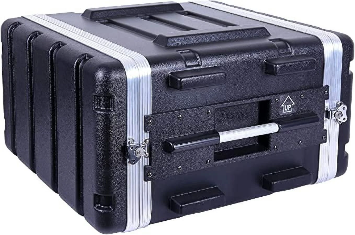 Crossrock Stackable 6U Rack Case, Standard 19.25” Depth, Polyethylene Hard-Shell Construction with Heavy Duty Hardware-Black