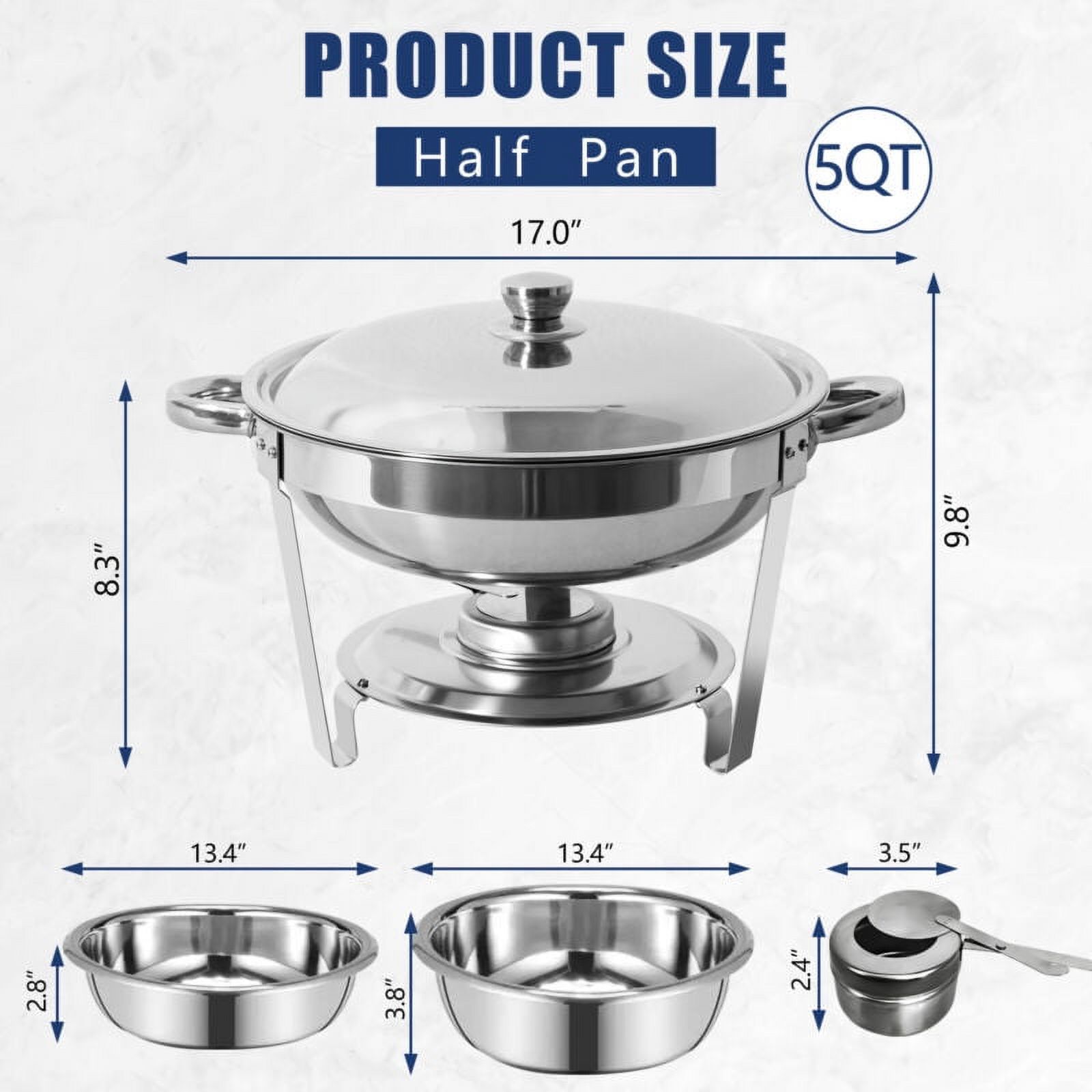 JSTUOKE Chafing Dish Set 10 Pack,2 Full Pan+4 1/3 Pan Rectangular 8QT +4 Round 5QT for Catering Party Festival