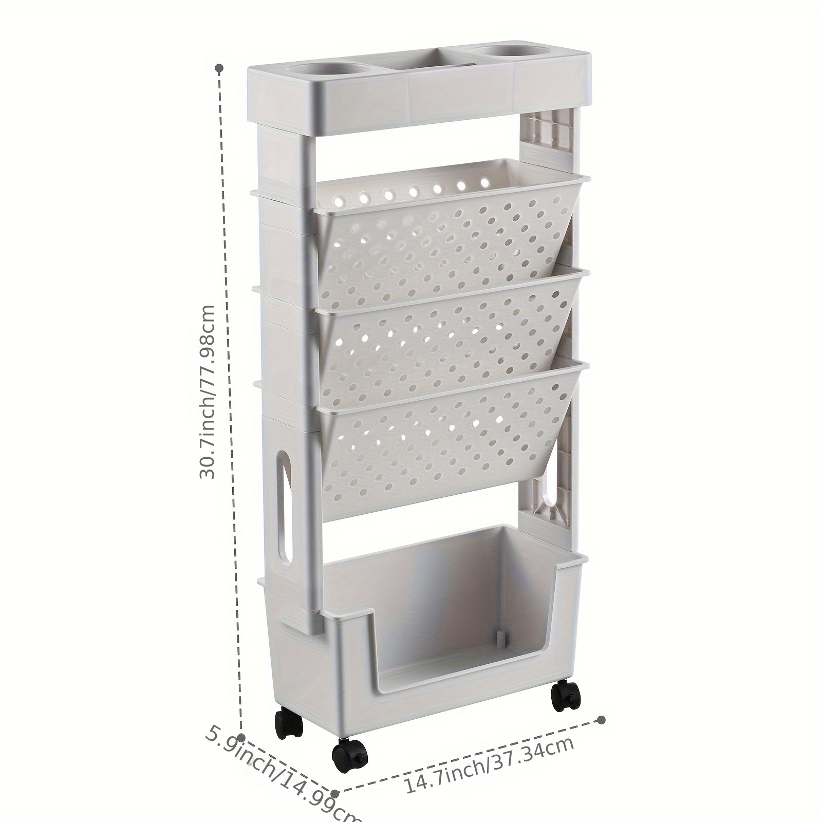 5-Tier Rolling Utility Cart Mobile Bookshelf Cart With Wheels, Movable Book Case Document Files Storage Cart, Slim Rolling Storage Book Cart For School, Bedroom, Classroom, Office, Library, Room