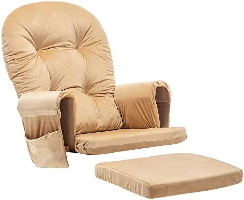 MQLIFEBOOM Glider Rocker Replacement Cushions with  Velvet Washable Non Slip for Glider Rocking Chair  5PCS  Pink