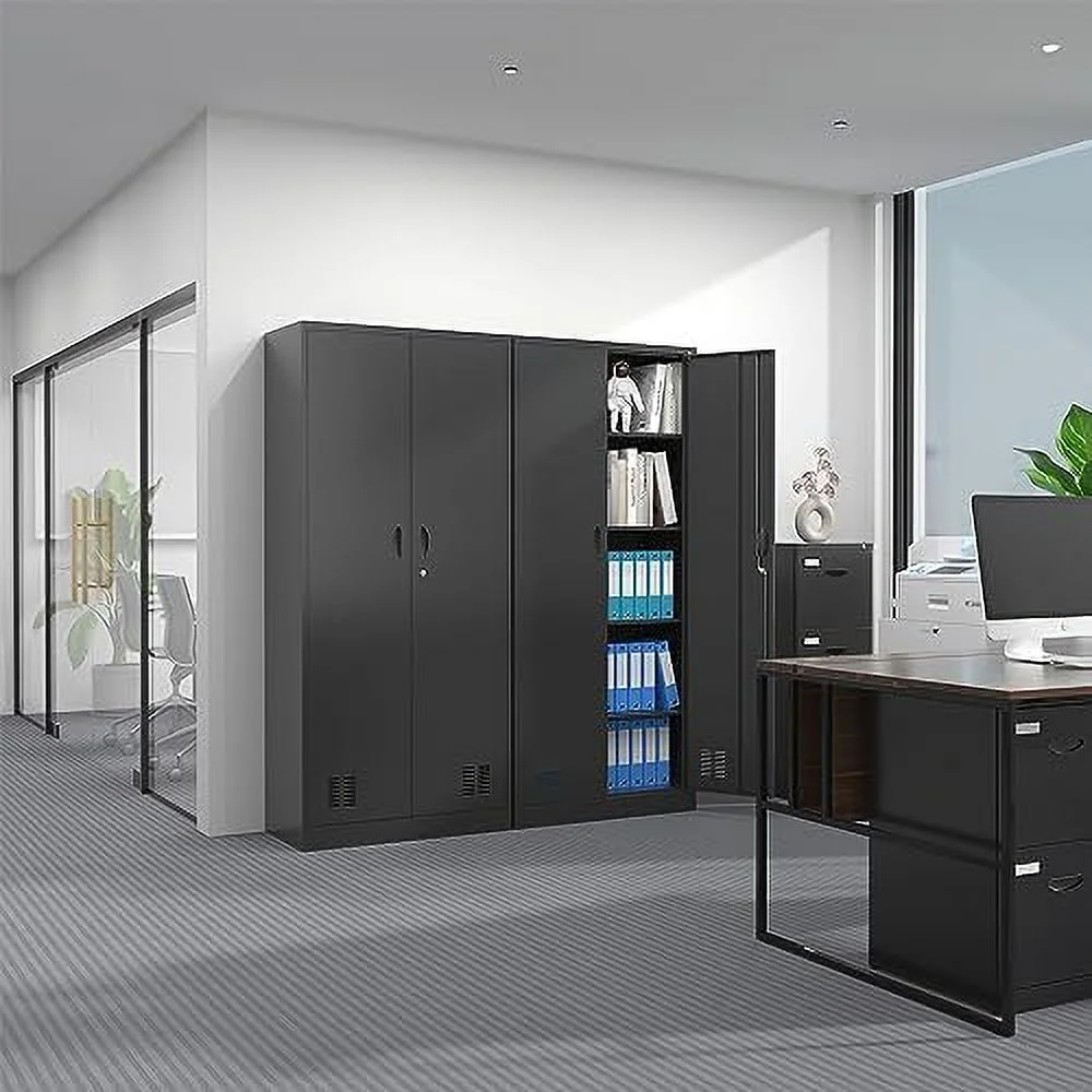 NLTBONNIE Metal Garage  Cabinet Steel Locking  Cabinet 2 Doors 4 Shelves 71" Lockable Garage Tool Cabinet Steel Snapit Steel Utility Locker Tool  Tall Cabinets for Garage  Systems