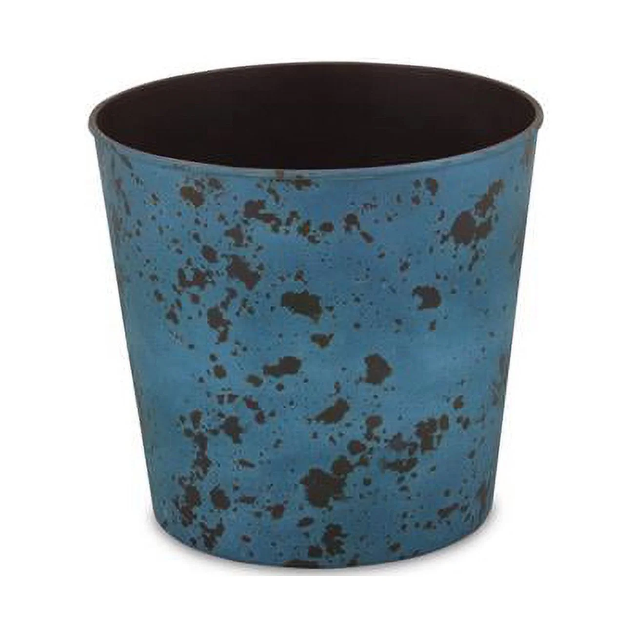 10.5 in. Round Tapered Recycled Plastic Planter, Rustic Blue