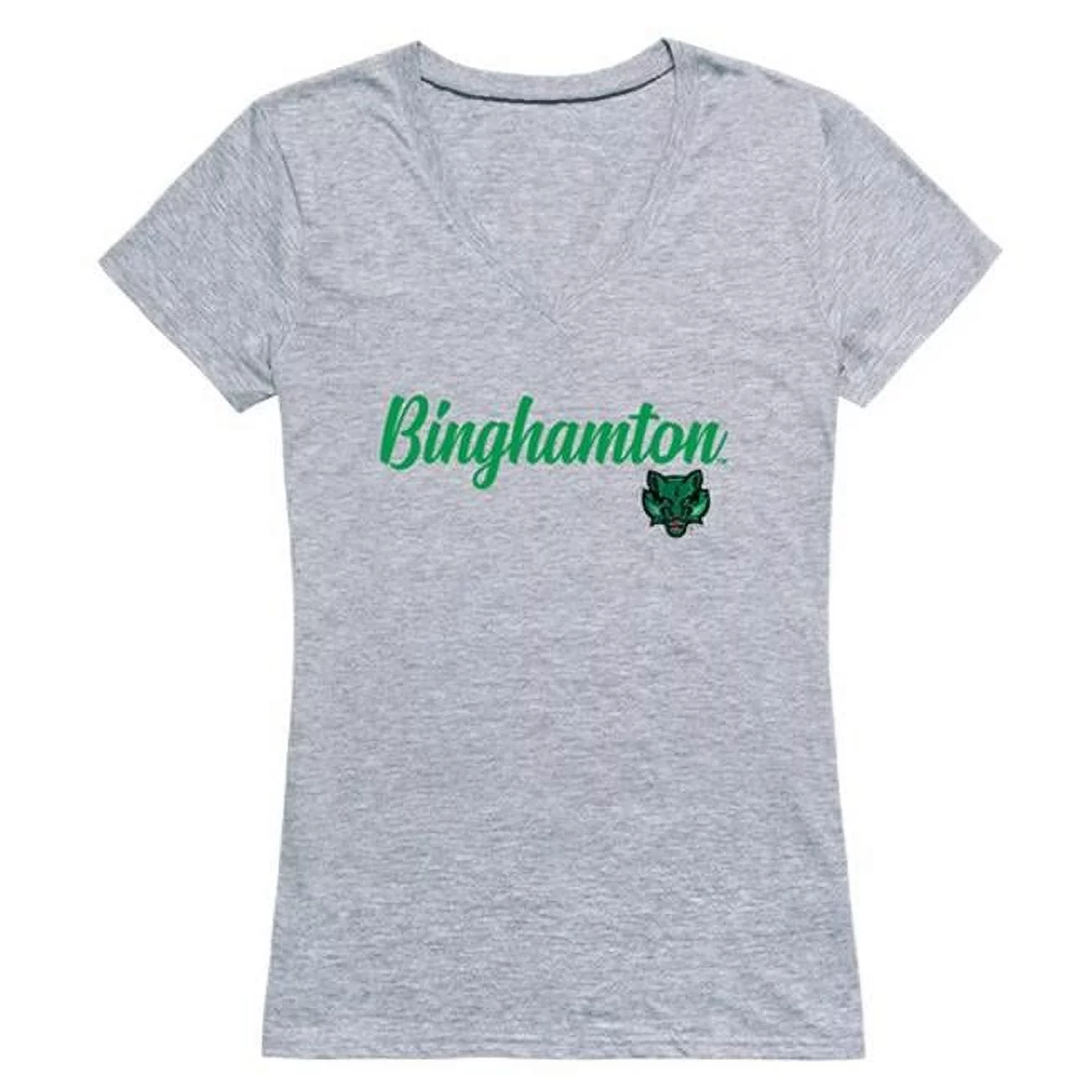 W Republic 555-267-HGY-05 Women Binghamton University Bearcats Script T-Shirt, Heather Grey - 2XL