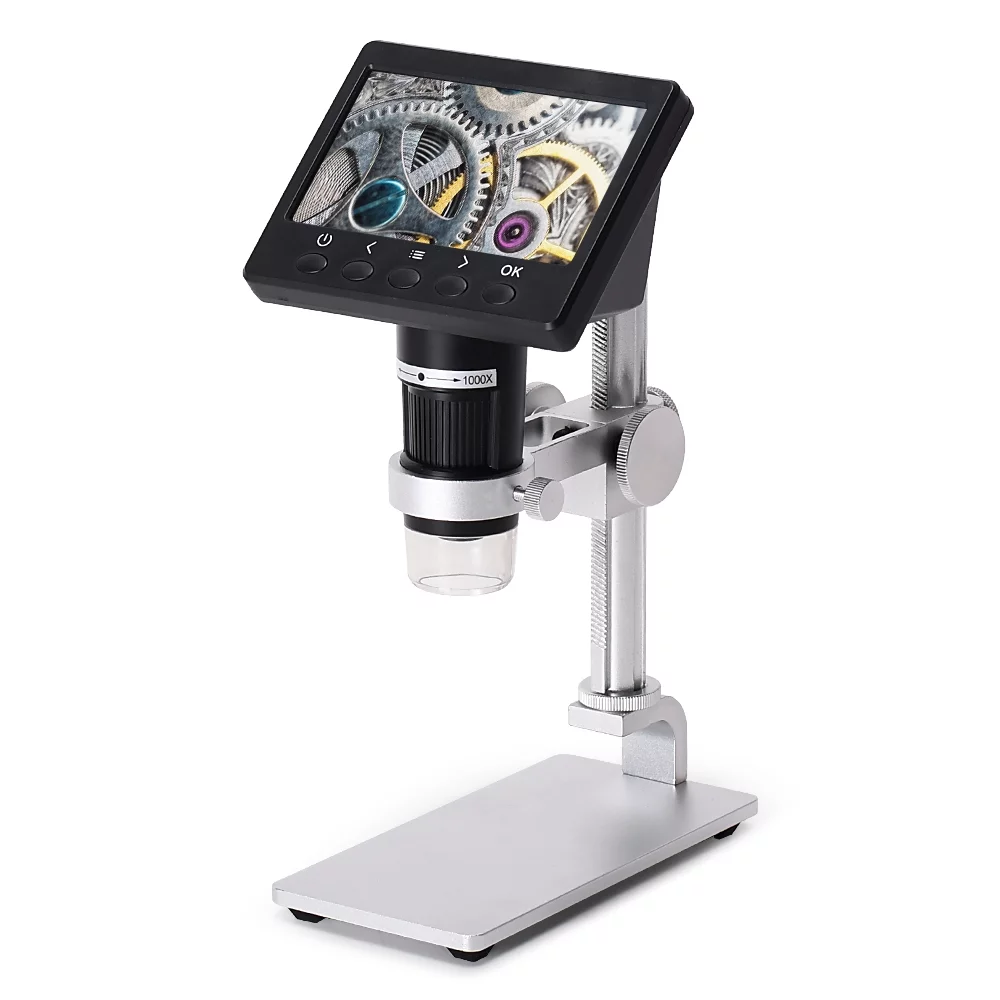 Tomshoo Professional 1000X Digital Microscope with 4.3 Inch Display and Adjustable LED Lights, Perfect for Jewelry Identification and Circuit Board Verification