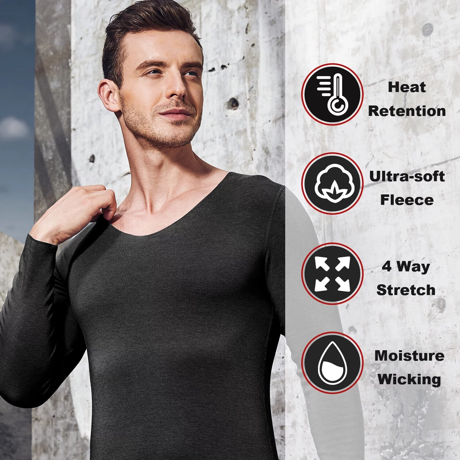 Men Winter Fleece Lined Cotton 99% Thermal Long Johns Top Bottom Underwear Set