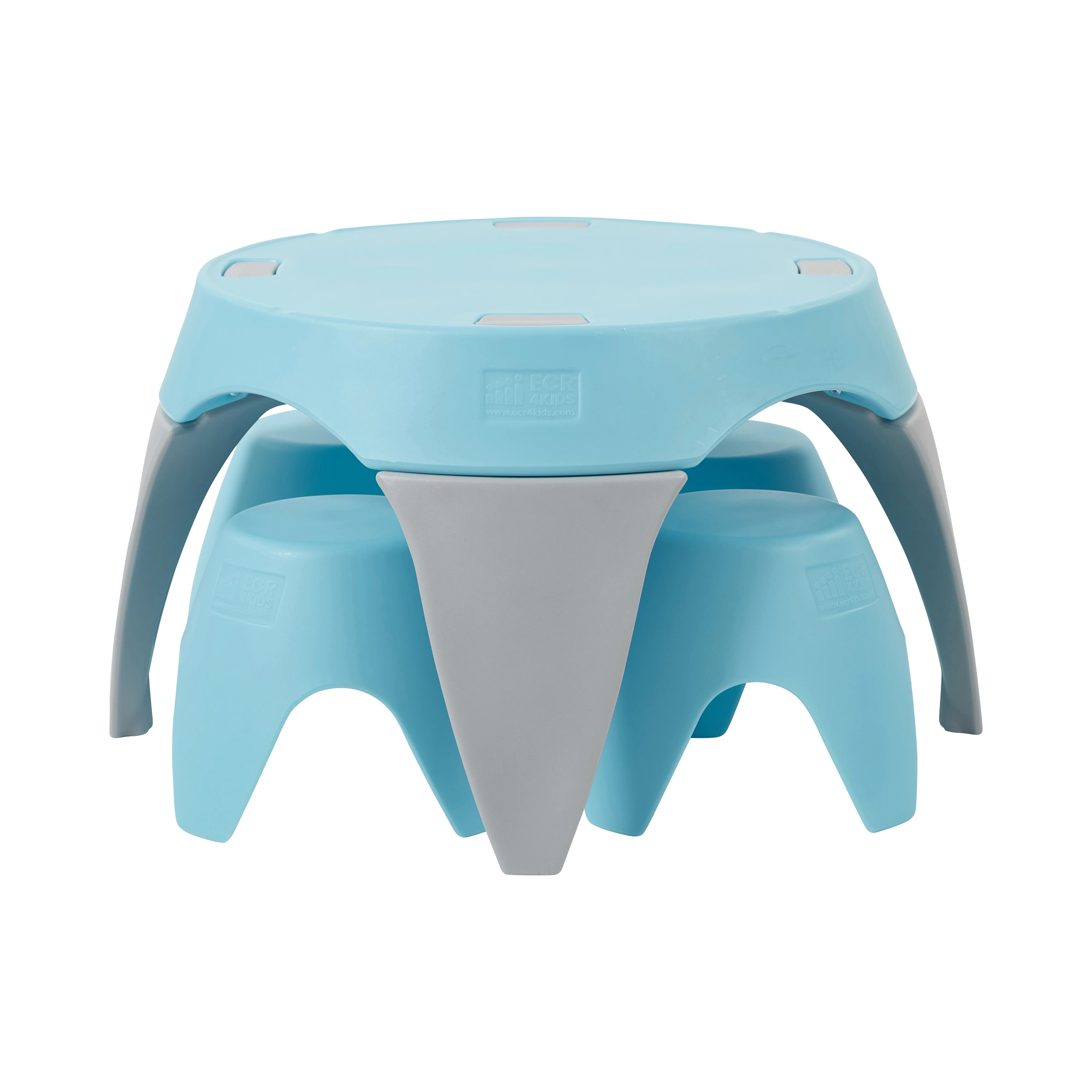 ECR4Kids Ayana Table and Stool Set, Cyan/Light Grey, 5-Piece
