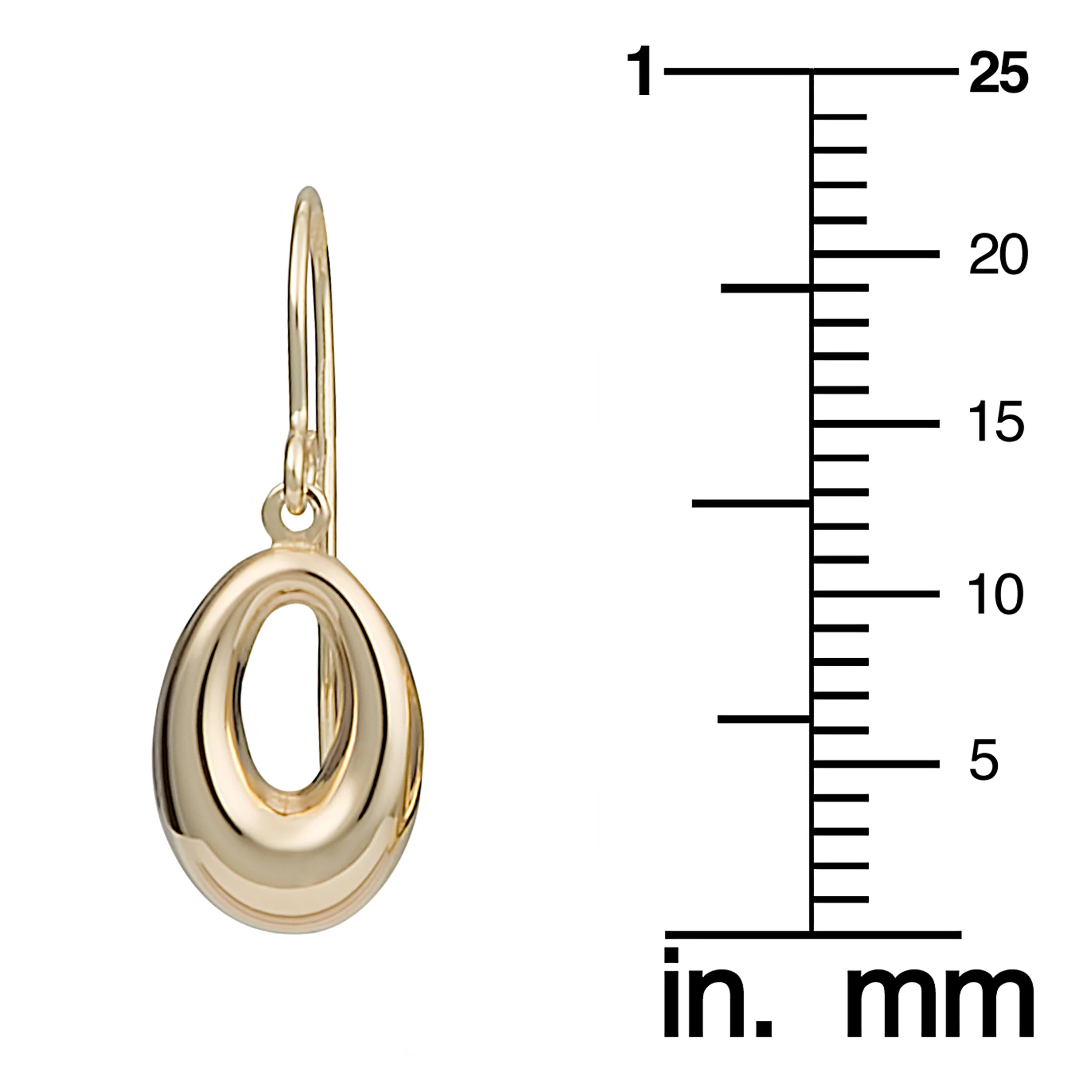 14k Yellow Gold High Polish Oval Drop Earrings