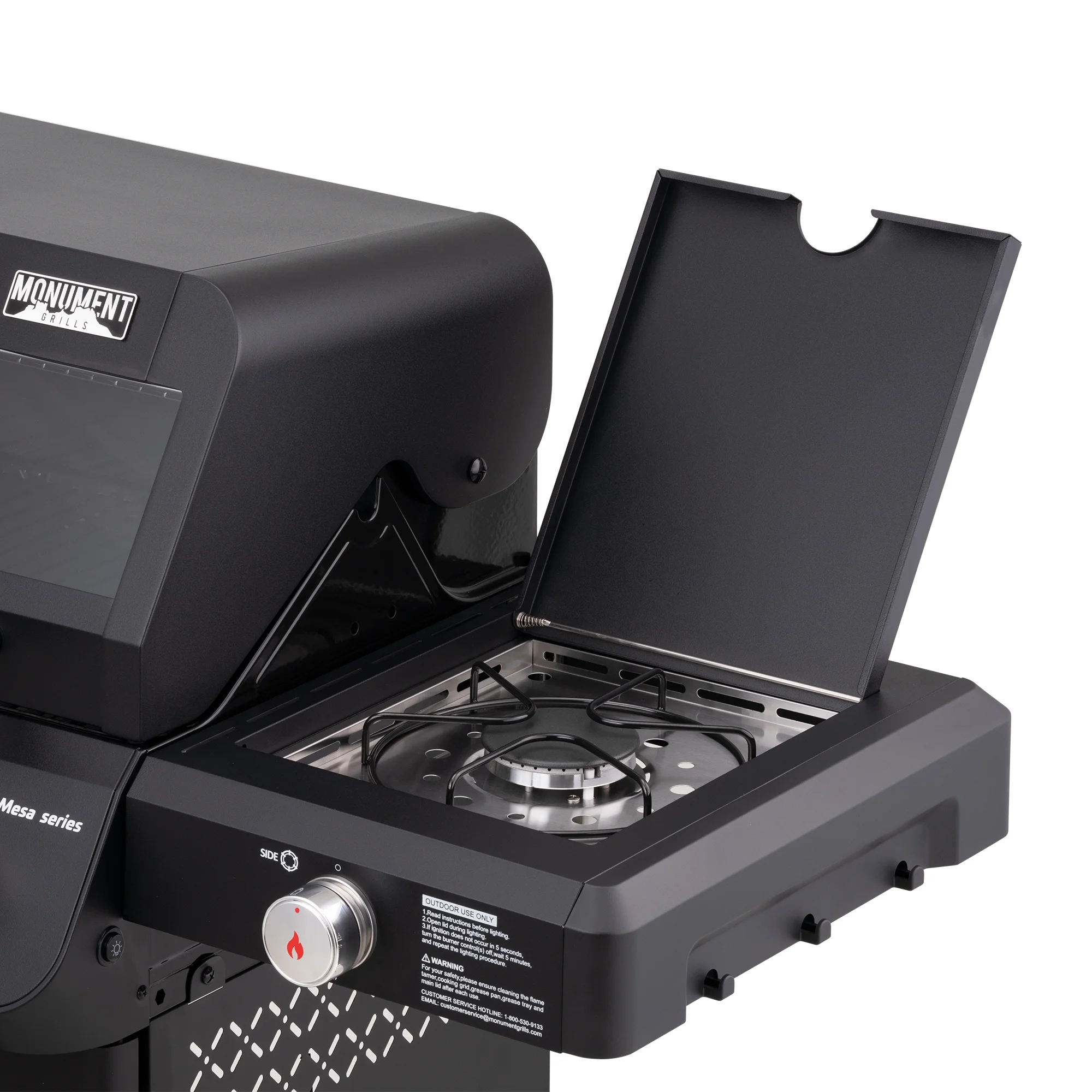 Mesa 3-Burner Propane Gas Grill in Black with Clear View Lid and LED Controls