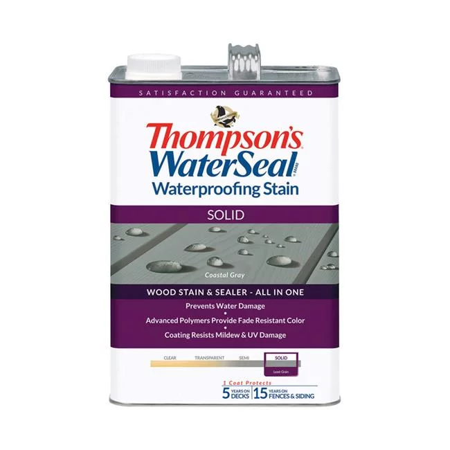 Thompsons Waterseal Solid Coastal Gray Waterproofing Wood Stain & Sealer, 1 gal - Case of 4