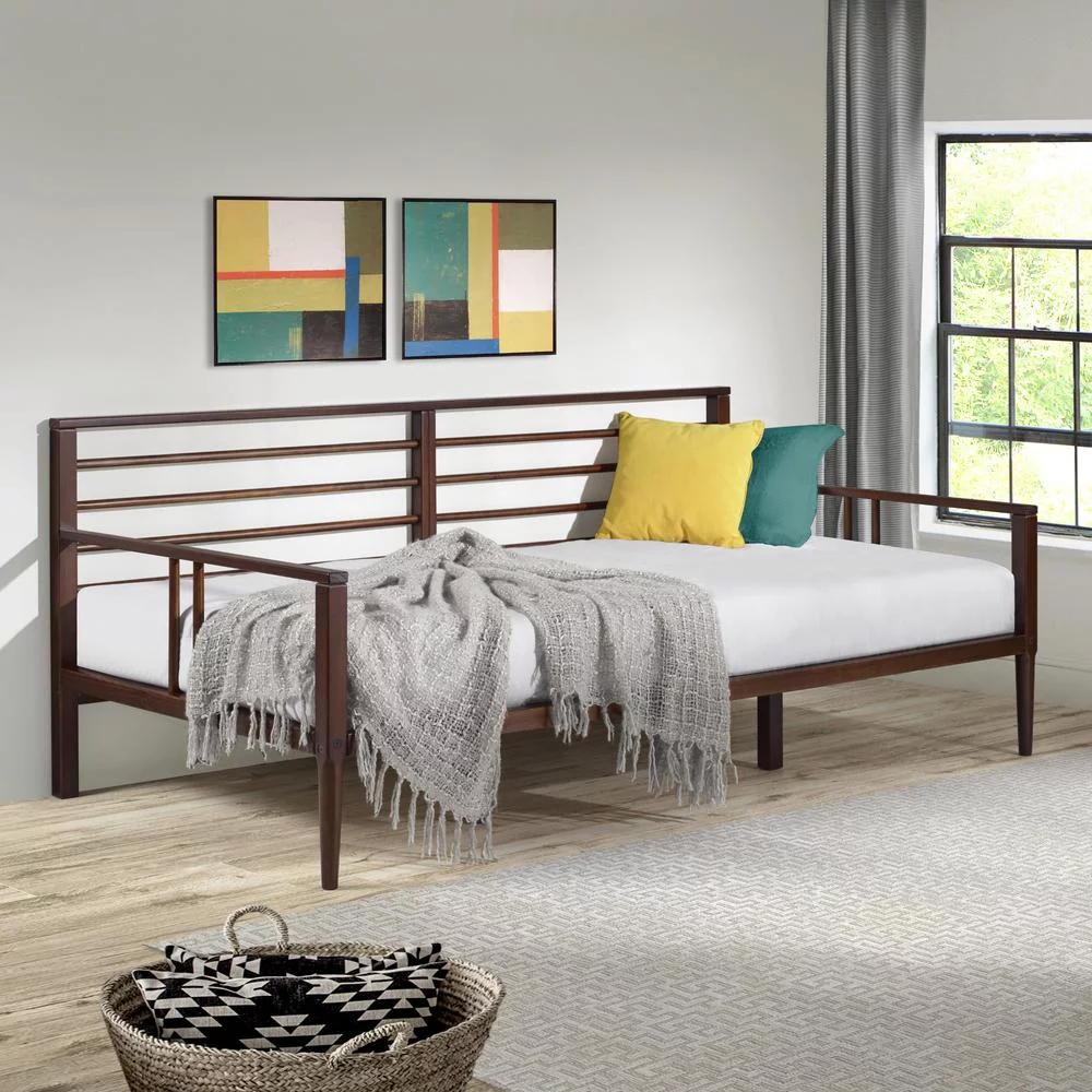 Walker Edison Mid-Century Modern Solid Wood Spindle Daybed - Walnut