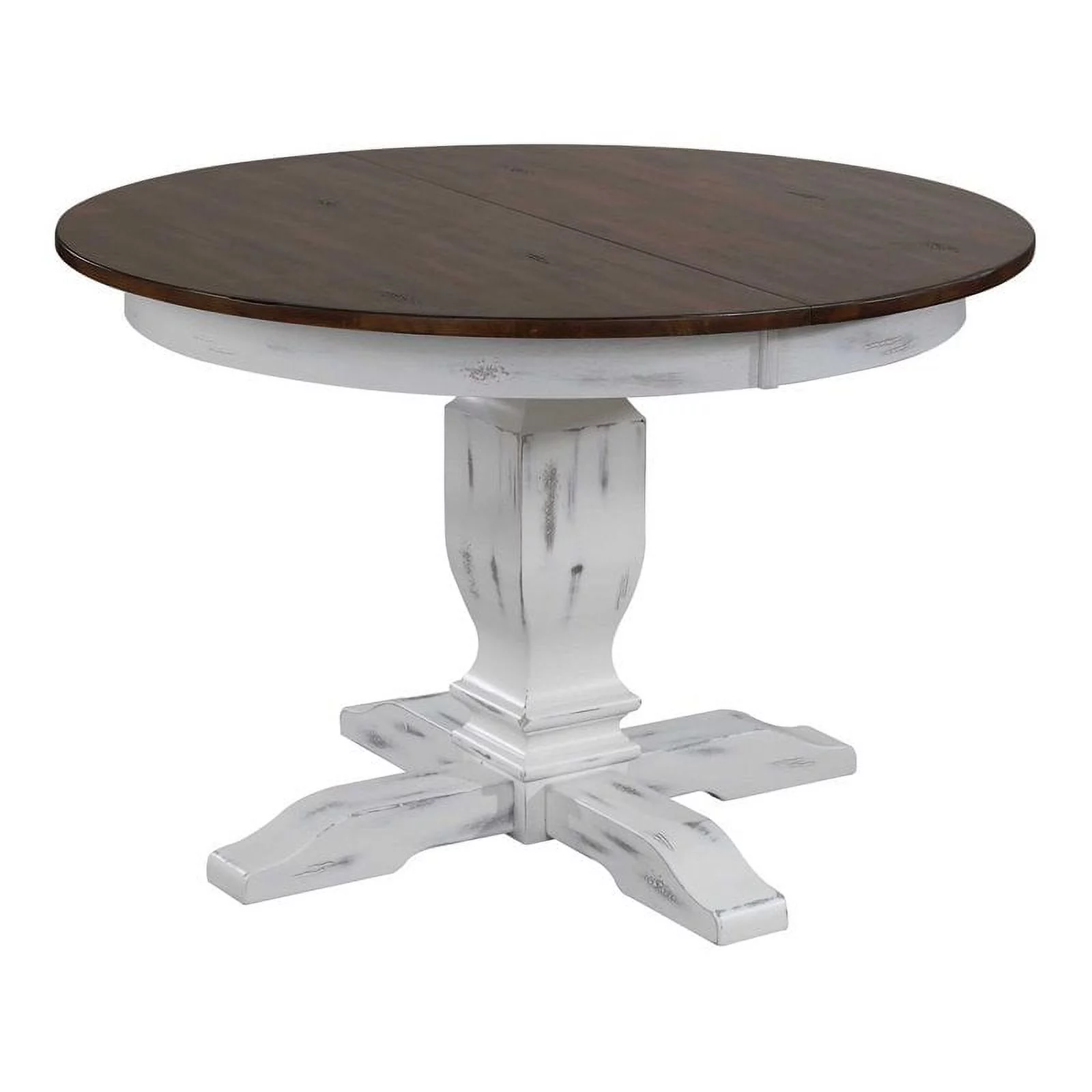 Pemberly Row Round Wood Dining Table in Cocoa Brown / Cotton White