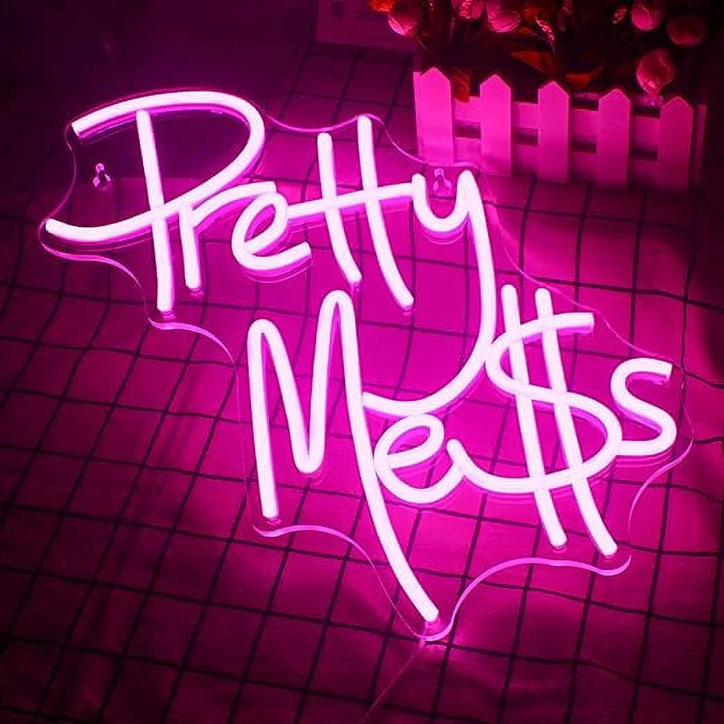 WX&YH Pretty Mess LED Neon Light Signs USB Power for Bedroom Home Men's Cave Bar Party Decoration