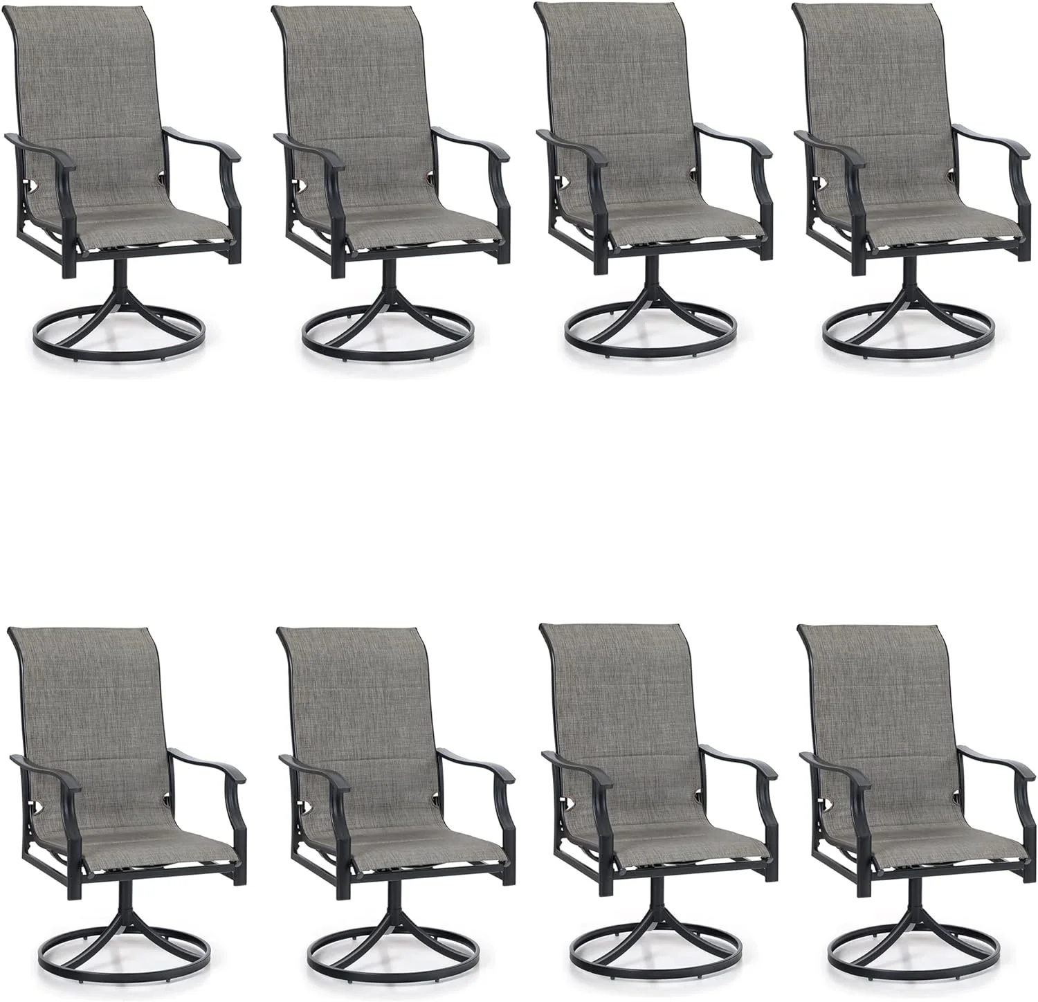 Outdoor Dining Swivel Chairs Set Of 8 High Back Patio Chairs With Textilene Mesh Fabric For Deck Lawn Garden
