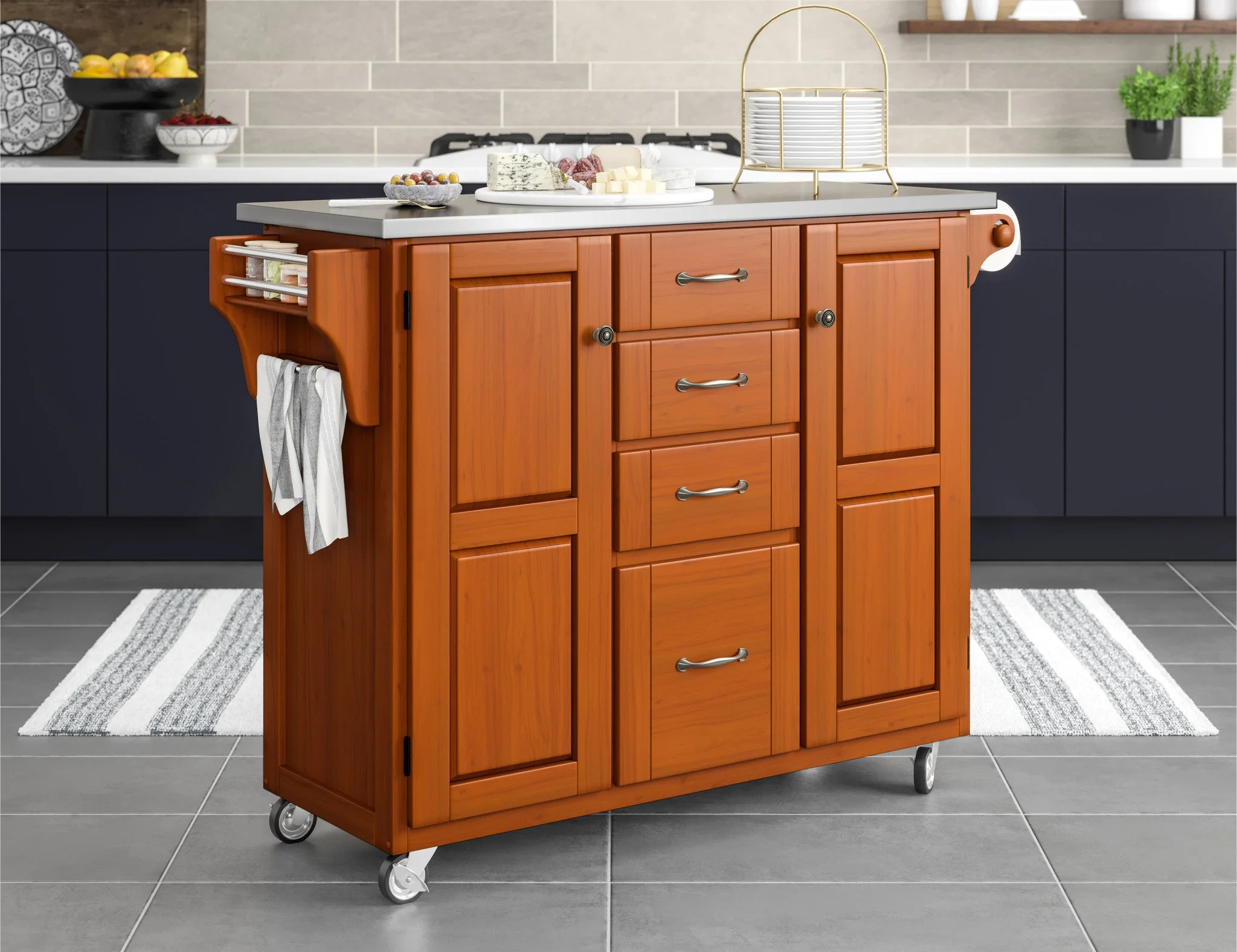 Create-a-Cart Brown Kitchen Cart