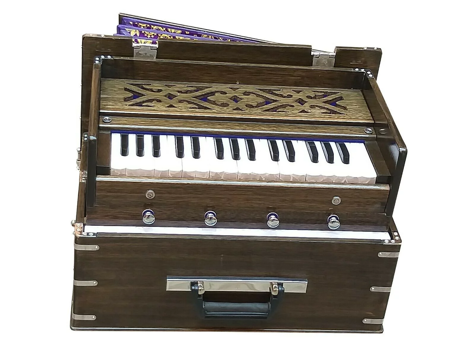 SAFRI HARMONIUM~2 OCTAVE~4 STOPS~DOUBLE REEDS~32 KEYS~TUNED TO 440 Hz~TRAVELER~SUITABLE FOR BHAJAN,KIRTAN,YOGA