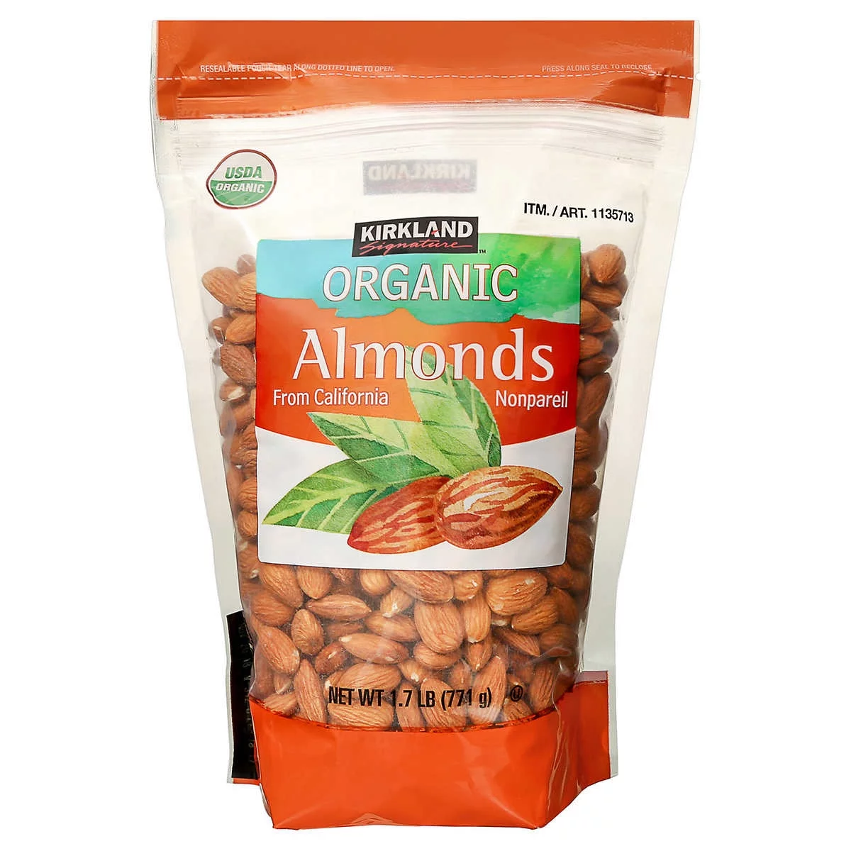 Kirkland Signature Organic Almonds, 1.7 lbs