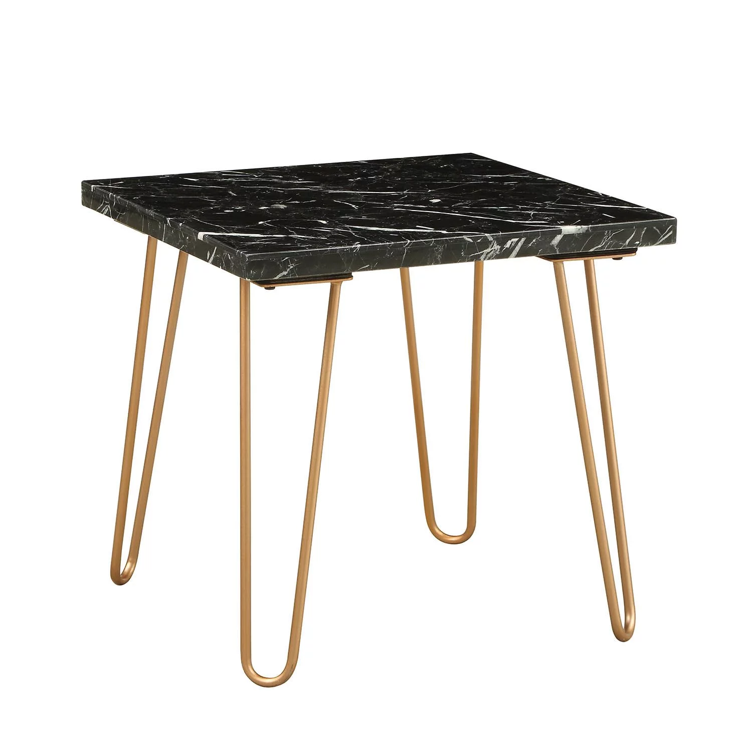 Homiyad End Table in Black Marble & Gold
