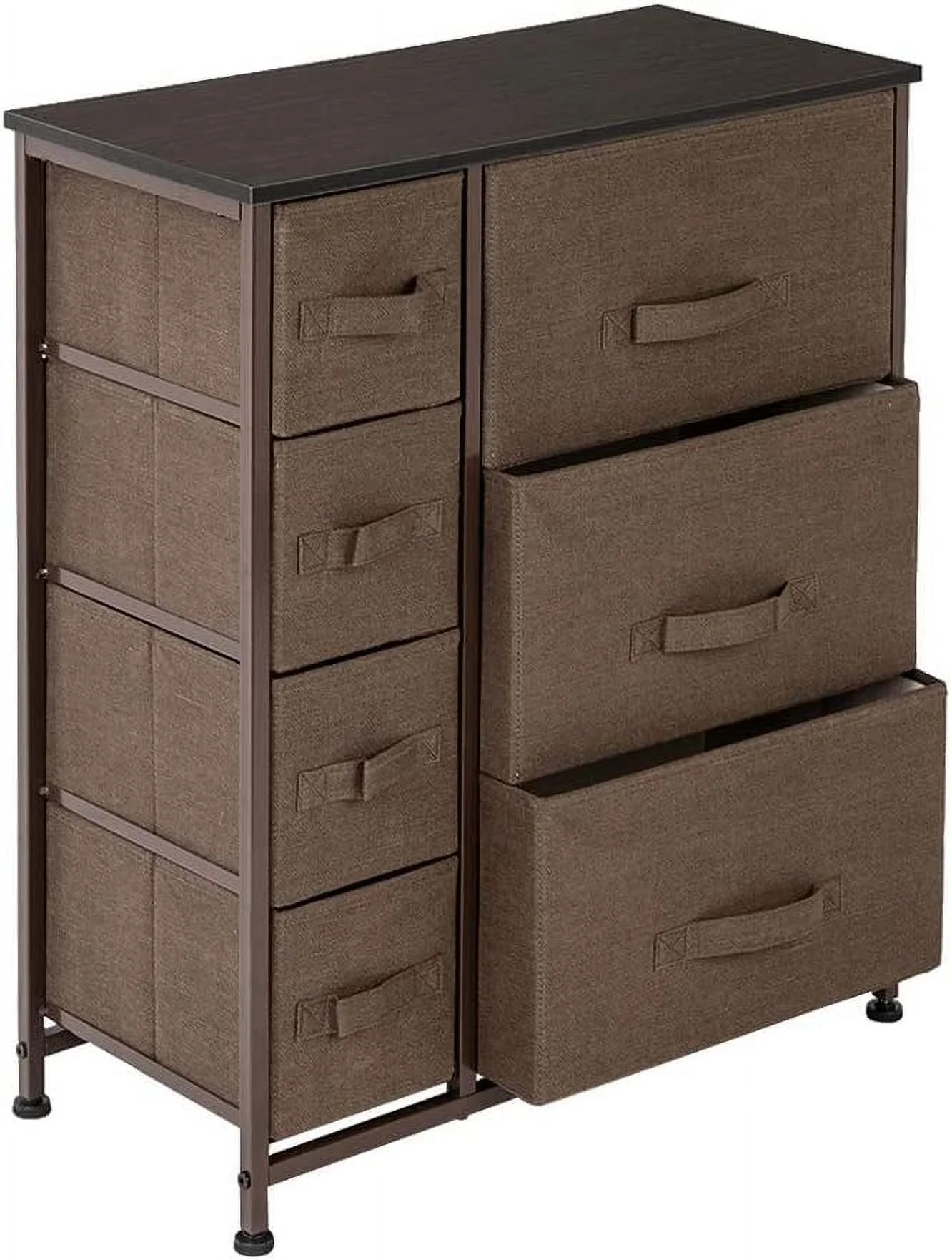 HYHBIBOOM 7 Drawers Dresser -   Tower Unit for Bedroom  Hallway  Closet  Office Organization - Steel Frame  Wood Top  Easy Pull Fabric Bins Brown