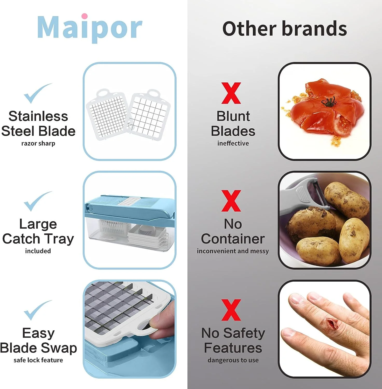 Vegetable Chopper, Pro Onion Chopper, Multifunctional 13 in 1 Food Chopper, Kitchen Vegetable Slicer Dicer Cutter,Veggie Chopper With 8 Blades,Carrot and Garlic Chopper With Container