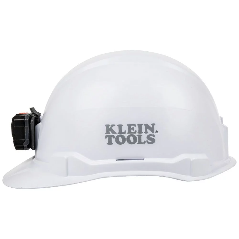 Klein Tools 60107RL Non-Vented Cap Style Hard Hat with Rechargeable Headlamp - White
