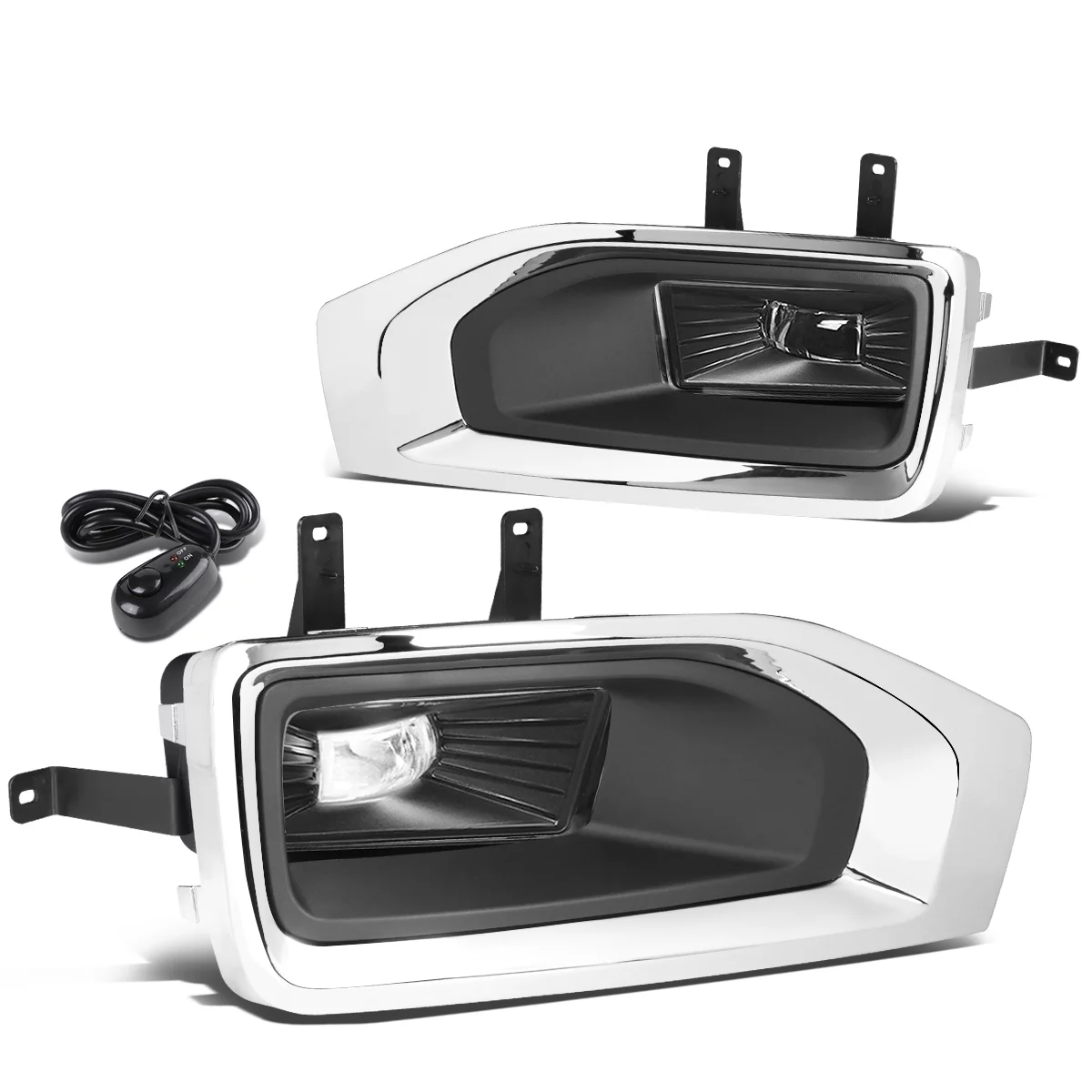 DNA Motoring FL-ZTL-263-CH For 2015 to 2018 GMC Yukon/XL Pair Front Bumper Lamp LED Fog Light Lamp+Bezel+Switch Clear Lens 16 17