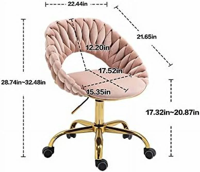MQLIFEBOOM Swivel Velvet Home Office Chair  Upholstered Desk Chair  Modern Accent Armchair  Tufted Computer Task Stools with Gold Base for Girls  Women  Study  Living Room (Grey)