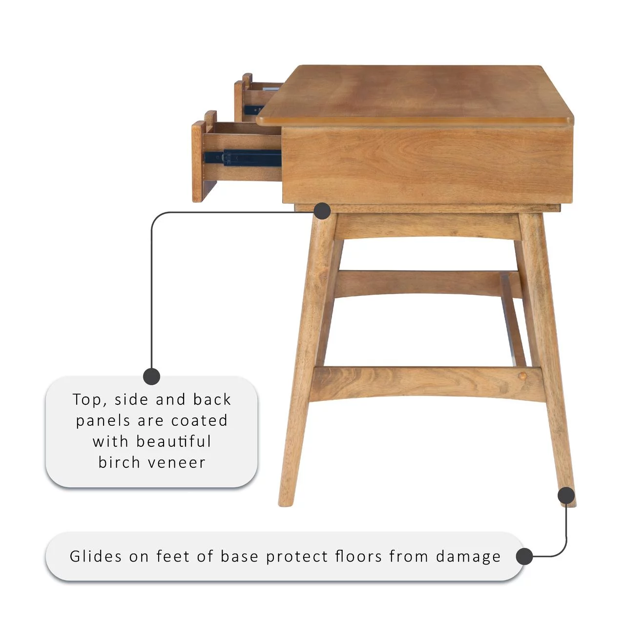 Linon Renda 3-Drawer Rattan Writing Desk, 51