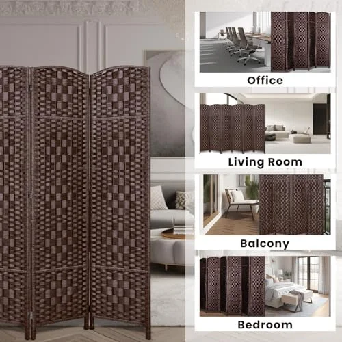 YPDRYGV Room Divider  Room Dividers and Folding Privacy Screens  16" Privacy Screen 4 Panels Room Divider Wall Partition Room Dividers Panel Screen 6 ft.Tall  Brown