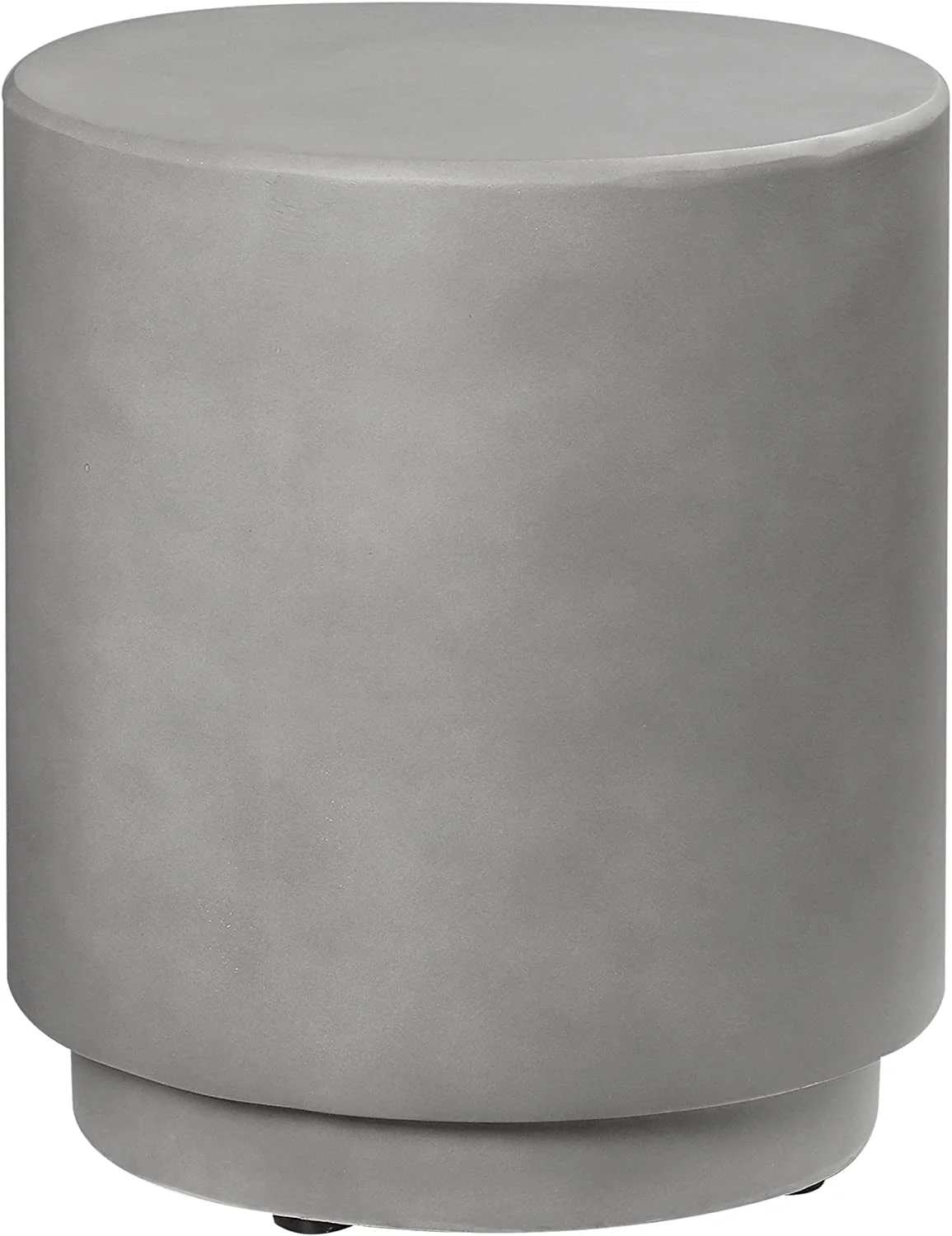 Round Side Table, Lightweight Accent Table with Concrete Finish, Nightstand with 4 Adjustable Feet for Indoor, Outdoor, Light Grey