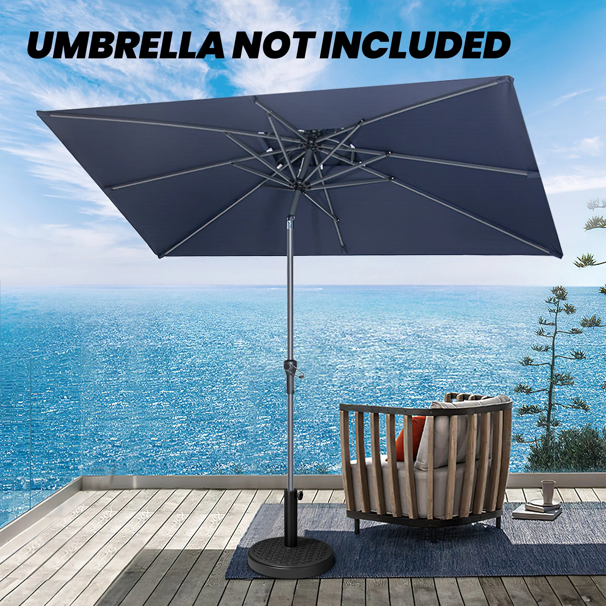 Crestlive Products 40 lbs Black Patio Cantilever Umbrella Base Square Stand