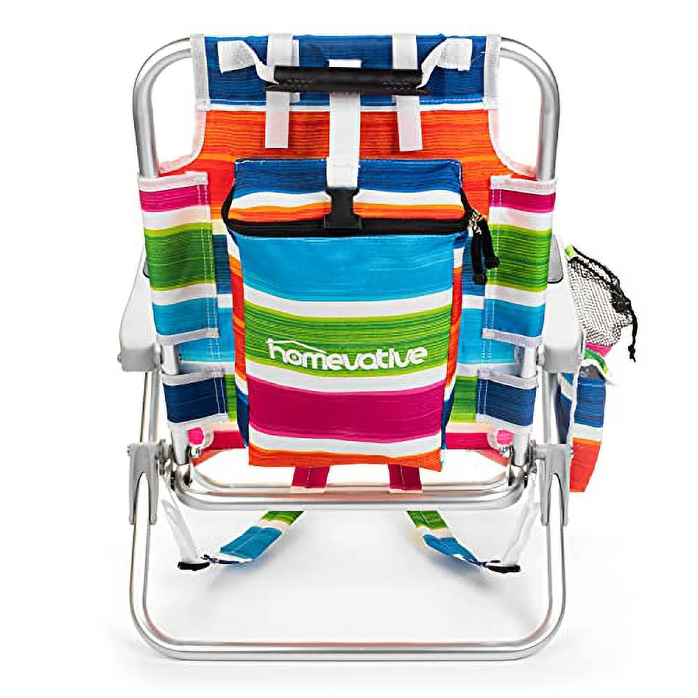 Homevative Kids Folding Backpack Beach Chair with 4 Positions, Carry Handle, Storage Pouch, Cup Holder and Phone Holder, Lightweight Design