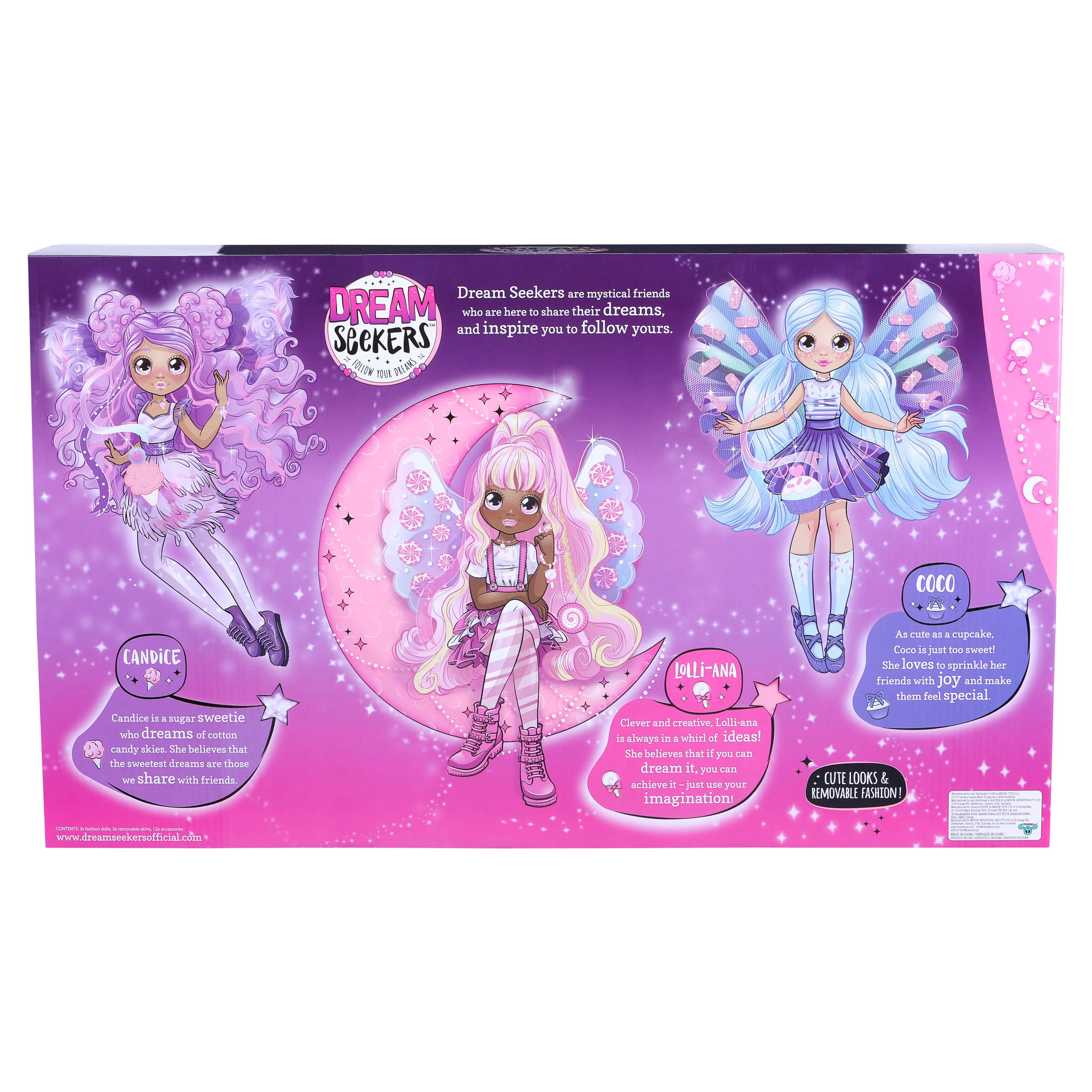 Dream Seeker Magical Fairy Fashion Doll 3 Pack, Candice, Lolli-Ana and Coco, Girls 5+