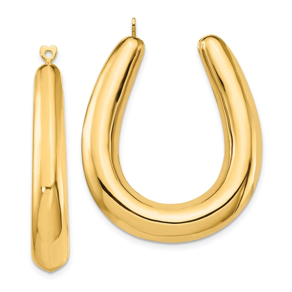 Primal Gold 14 Karat Yellow Gold Polished Hollow Hoop Earring Jackets